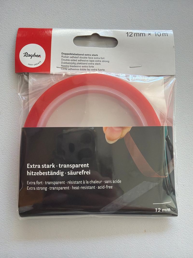 Extra strong double-sided adhesive tape 12mm 10m