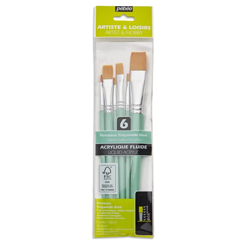 Pebeo brushes set 6 acrylic flats P952310