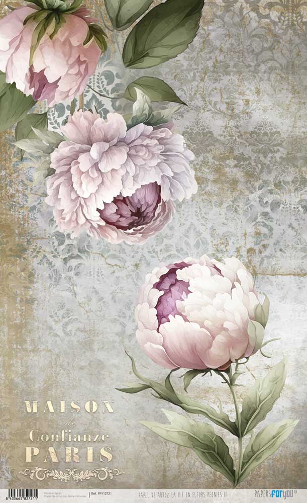 Papel arroz Papers for you 54x33cm La Vie en Fleurs Peonies II - PFY12721