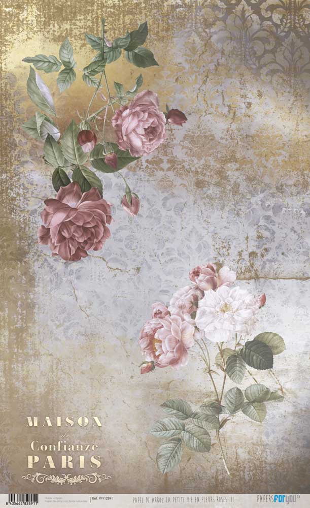 Papel arroz Papers for you 54x33cm La Vie en Fleurs Roses III - PFY12891