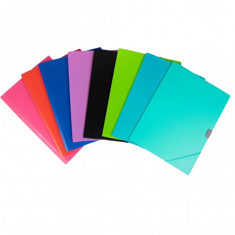 CARPETA POLIPROPILENO A4 GOMAS Y SOLAPAS FOLIO SURTIDAS