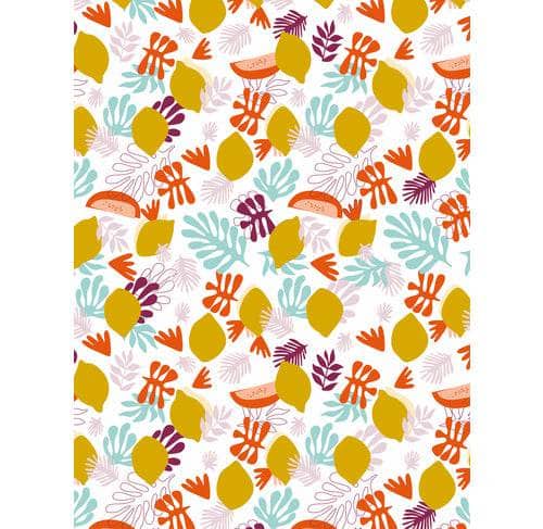 Papel decopatch FDA860 hojas y limones sobre fondo blanco DECOPATCH CENTROARTESANO