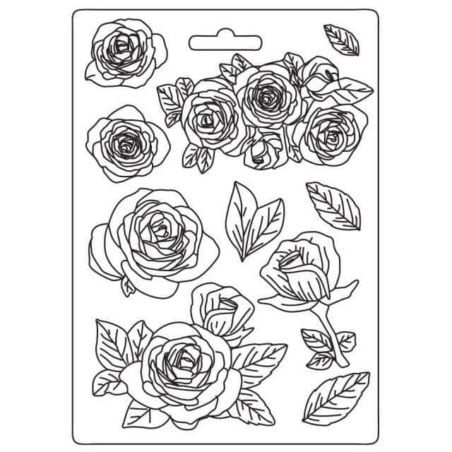 Stamperia moldes pvc flexible 14.8x21 A5 K3PTA5638 Desire rosas STAMPERIA CENTROARTESANO