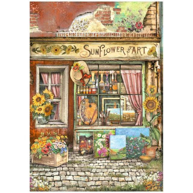 Stamperia papel arroz A4 DFSA4771 Sunflower art Tienda STAMPERIA CENTROARTESANO