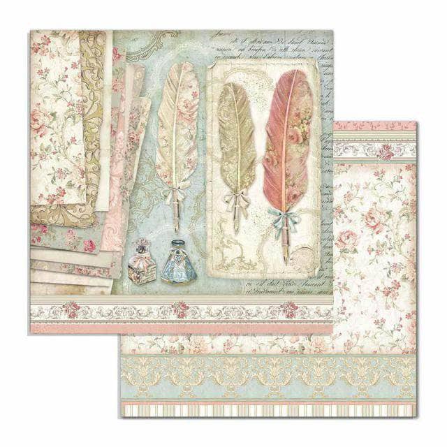 Stamperia papel scrap SBB712 PLumas de escritura STAMPERIA CENTROARTESANO