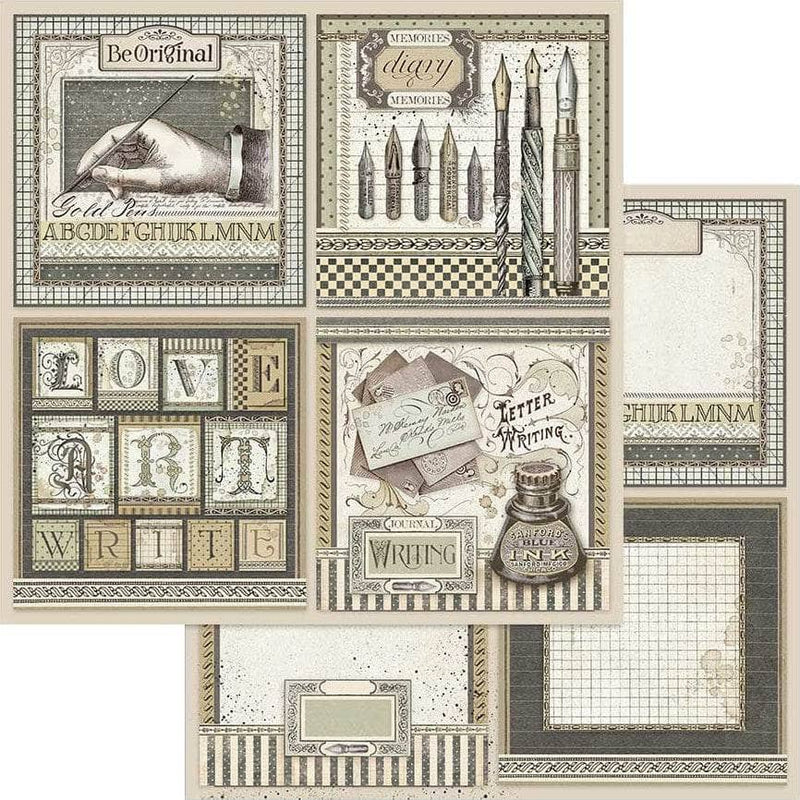 Stamperia papel scrap SBB742 Tarjetas caligrafia STAMPERIA CENTROARTESANO