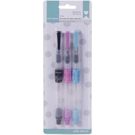 Artis Decor set de 3 pinceles con deposito de agua redondos (fino/medio/grueso) ARTIS DECOR CENTROARTESANO