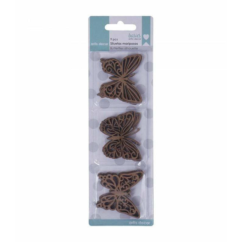 Artis Decor siluetas de madera 3 modelos 9 piezas 485 mariposas ARTIS DECOR CENTROARTESANO