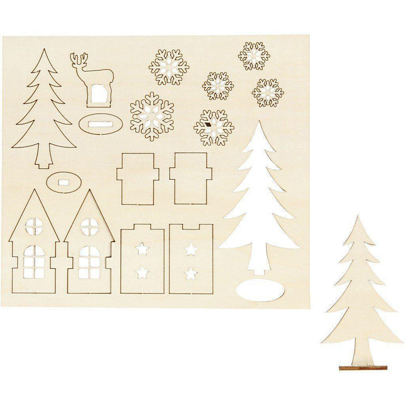 kit figuras de madera 57888 casa arbol ciervo CREATIV CENTROARTESANO