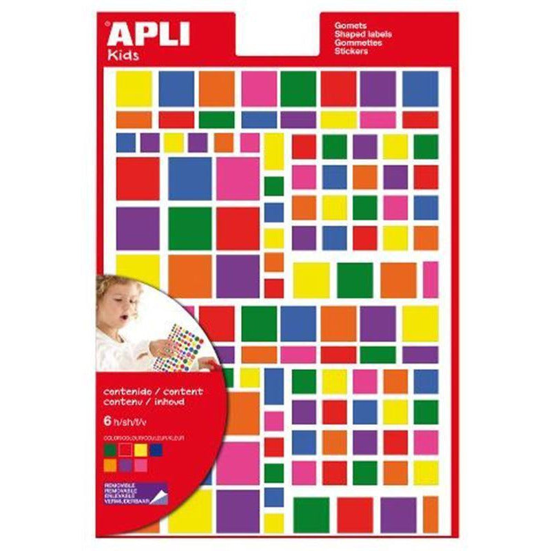Autocollants enveloppes carrées multicolores
