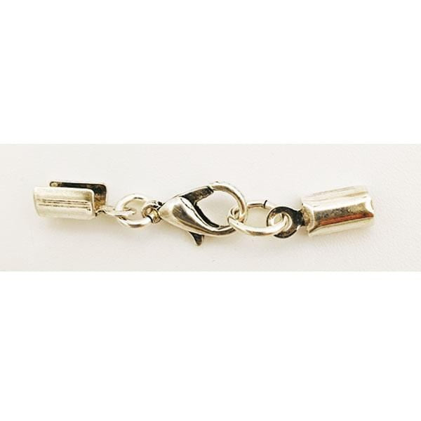 Fornitura terminal+mosqueton baño plata Cordón 4mm, 3mm, 2mm JAKE Terminal 3mm con cierre baño plata CENTROARTESANO