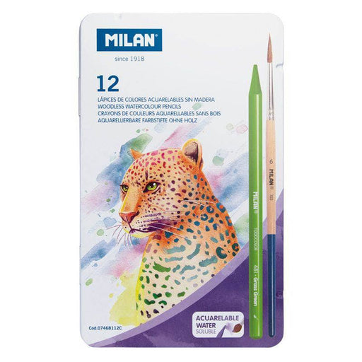 Lapices de colores acuarelables sin madera 12u MILAN CENTROARTESANO