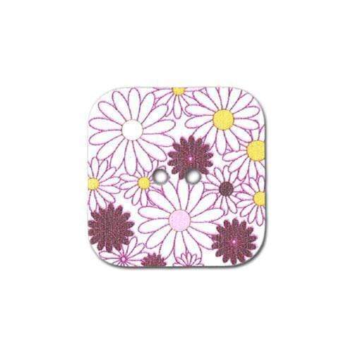 Boton madera cuadrado 32mm flores fucsia y moradas N/A CENTROARTESANO