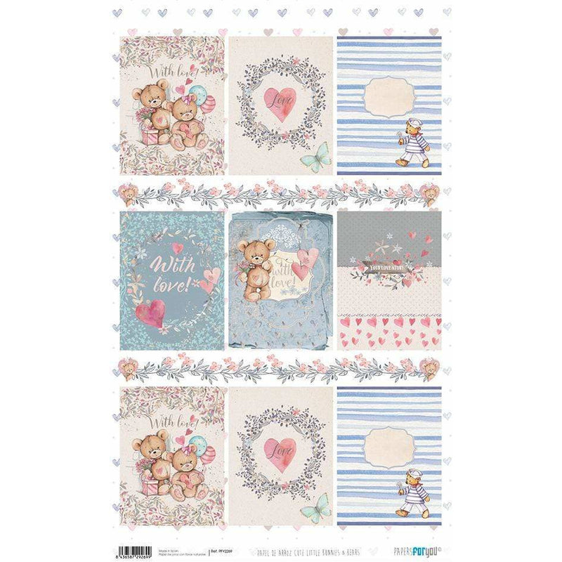 Papel arroz Papers for you 54x33cm PFY2269 cute little bunnies and bears