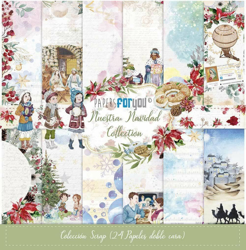 Papersforyou kit 12 papeles scrap 30X30 PFY10717 Nuestra Navidad PAPERS FOR YOU CENTROARTESANO