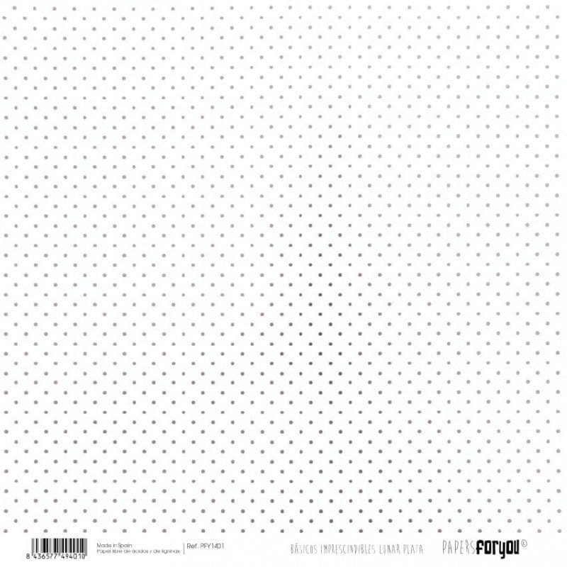 Papersforyou papel scrap basico metalico PFY1401 plata mini lunares PAPERS FOR YOU CENTROARTESANO