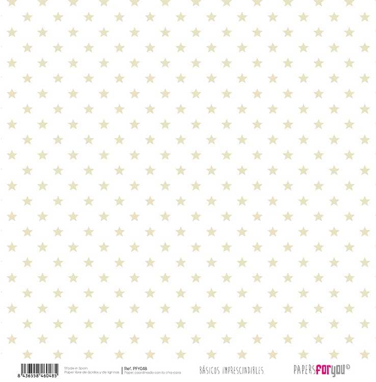 Papersforyou papel scrap basico PFY-048 beige estrellas /zig zag PAPERS FOR YOU CENTROARTESANO