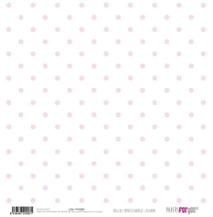 Papersforyou papel scrap basico PFY2207 Lavanda lunares / vichy PAPERS FOR YOU CENTROARTESANO