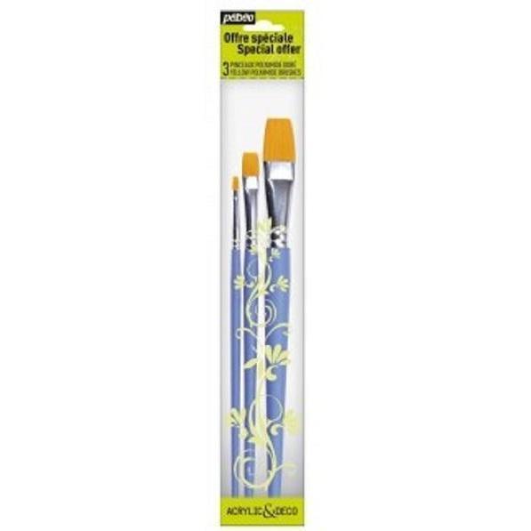 Pebeo pinceles set 3 planos acrilico P951120 PEBEO CENTROARTESANO