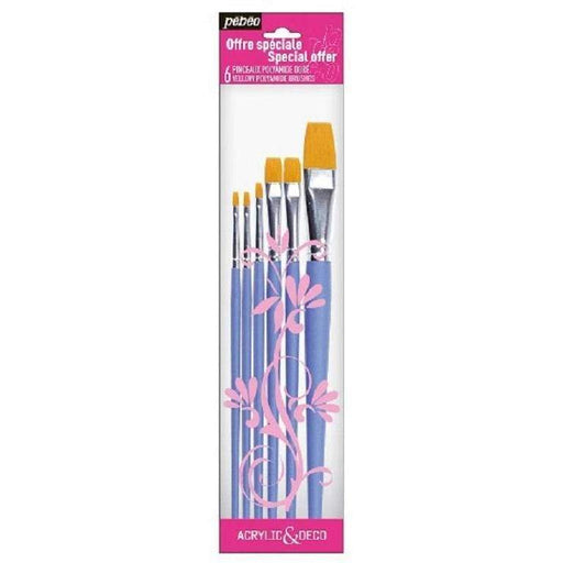 Pebeo pinceles set 6 planos acrilico P951140 PEBEO CENTROARTESANO