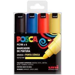 Uni Posca PC7M estuche basic 4 colores POSCA CENTROARTESANO