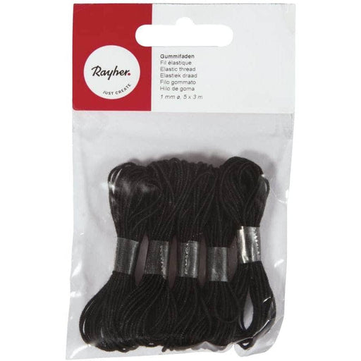 Cordon goma para bisuteria 1mmx3m ud negro RAYHER CENTROARTESANO