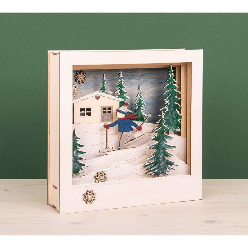 Kit de bricolaje de marco con motivo 3d, esquiador 24x24x6,3cm 14 piezas 62888505 RAYHER CENTROARTESANO