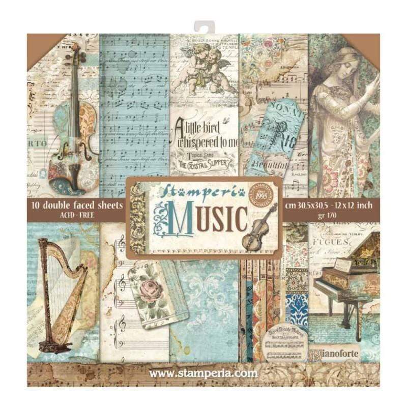 Stamperia block paper 10 hojas SBBL48 music STAMPERIA CENTROARTESANO