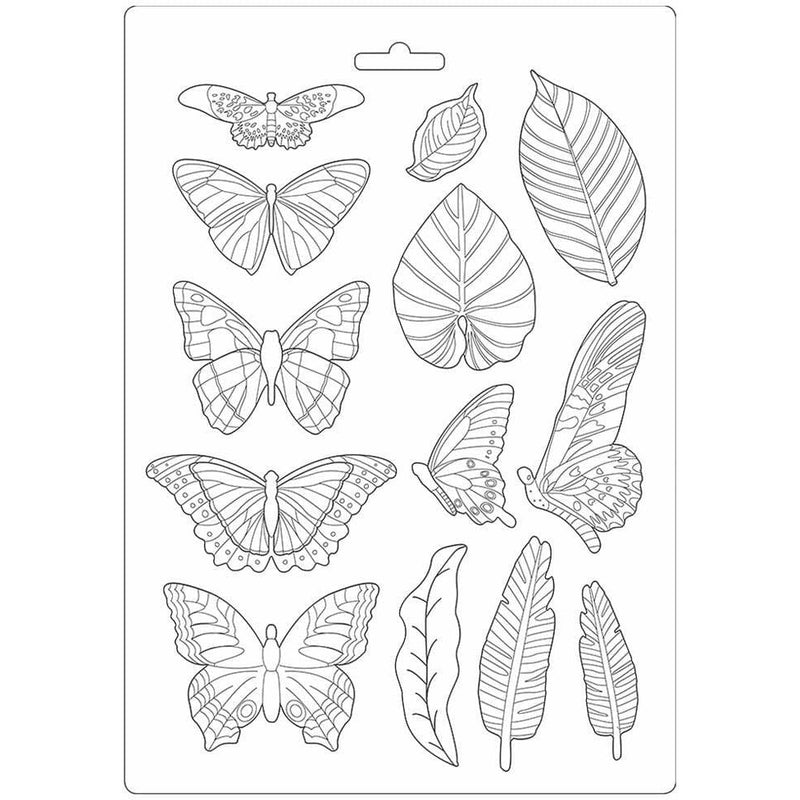 Stamperia maxi moldes pvc flexible 21x29.7 K3PTA489 amazonia mariposas plumas STAMPERIA CENTROARTESANO