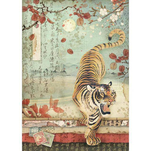 Stamperia papel arroz A4 DFSA4393 japon tigre STAMPERIA CENTROARTESANO