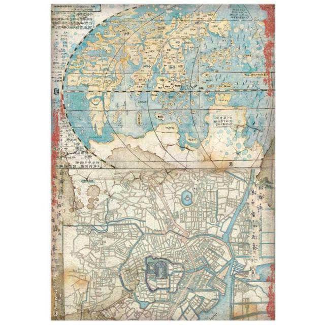 Stamperia papel arroz A4 DFSA4610 Sir vagabond in japan mapa STAMPERIA CENTROARTESANO