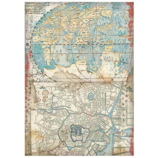 Stamperia papel arroz A4 DFSA4610 Sir vagabond in japan mapa STAMPERIA CENTROARTESANO