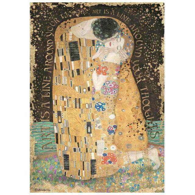 Stamperia papel arroz A4 DFSA4637 Klimt El beso STAMPERIA CENTROARTESANO