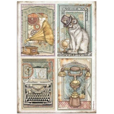 Stamperia papel arroz A4 DFSA4647 Lady Vagabond lifestyle 4 cards STAMPERIA CENTROARTESANO
