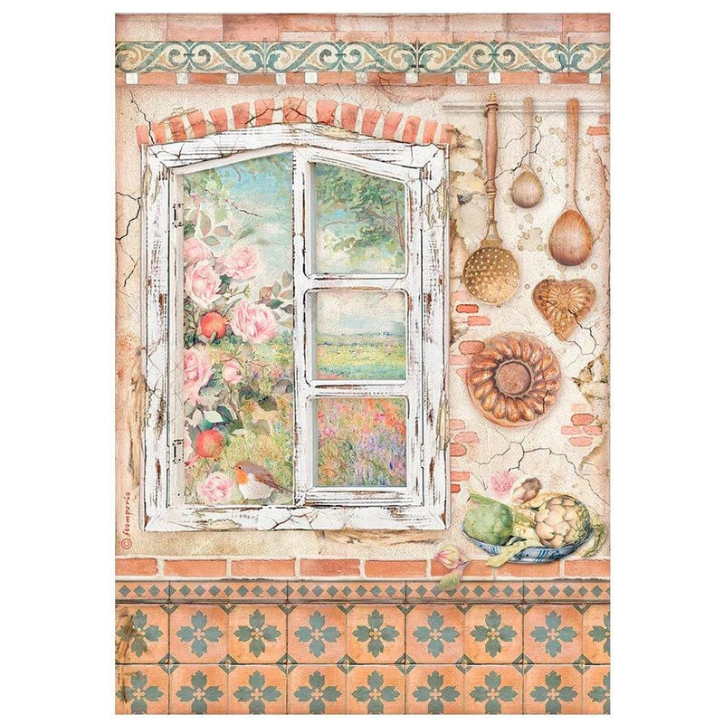 Stamperia papel arroz A4 DFSA4656 Casa Granada ventana STAMPERIA CENTROARTESANO