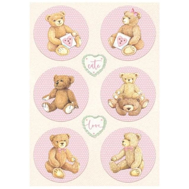 Stamperia papel arroz A4 DFSA4678 Day dream Tondi osetti rosa STAMPERIA CENTROARTESANO
