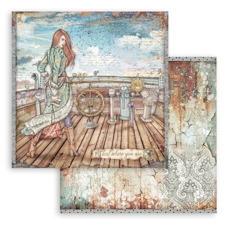Stamperia papel scrap SBB843 lady vagabond lifestyle rudder STAMPERIA CENTROARTESANO
