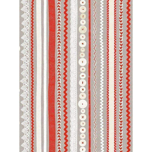Papel Decopatch FDA575O Rayas rojas,ocre y blancas URSUS CENTROARTESANO