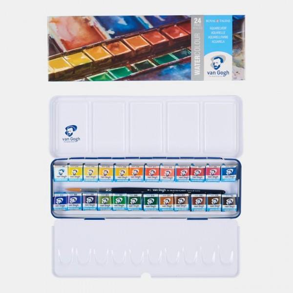 ESTUCHE ACUARELA VAN GOGH 24 1/2godet Caja metalica VAN GOGH Oferta CENTROARTESANO